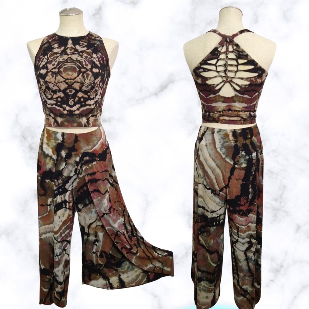 VoodooHippieGal's tweet photo. Large Double Process Braided Tulip Pants Set 
Comfort and style! Soft stretchy fabric moves with you. Split leg pant is flattering and functional. Set includes pants and matching crop top. Fits true to size
This version is called double process because I do 2 separate and tot... https://t.co/L67YTap426