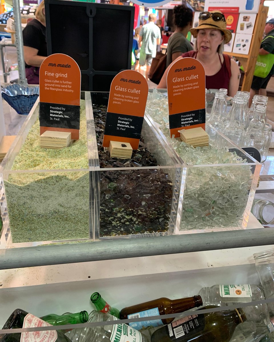 StratMaterials's tweet image. We are delighted to showcase our recycled glass in the "Eco Experience" at the @mnstatefair this week, presented by the @MnPCA.  Thanks for including us! ♻️

#chooseglass #glass #MadeInMN #CircularEconomy