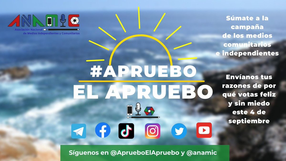 Elitihue's tweet photo. Yo #AprueboElApruebo sigue nuestras redes. Somos #ANAMIC Asociación Nacional de Medios Independientes y Comunitarios https://t.co/yZqsXzxC78