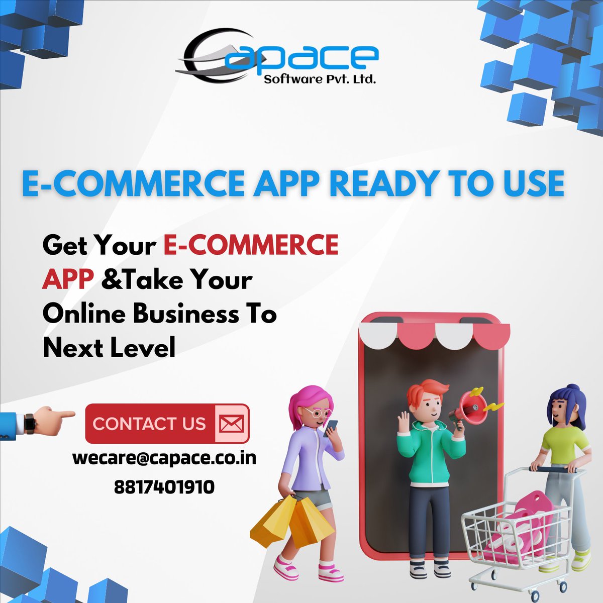 The best way to dive deep into the eCommerce business should have an e-commerce app that helps in doing business online
contact us on  wecare@capace.co.in
/Whatsapp me @ 8817401910 

#ecommerce#ecomercebusiness#ecommercetips#eccomercelife#ecommerceapplication#capacesoftware