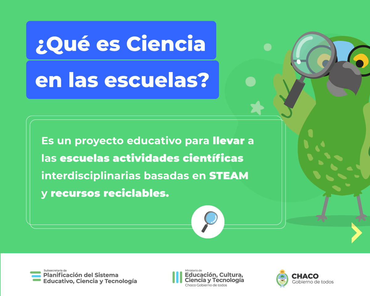 ELEChaco's tweet photo. En la semana de la Feria de Ciencias Provincial, te invitamos a sumarte a la propuesta educativa Ciencia en las escuelas

Los establecimientos interesados pueden inscribirse en 👉https://t.co/e44ow5yIGv
👉Más información: vocacionescyt@elechaco.edu.ar https://t.co/tn5ZPHTM2W