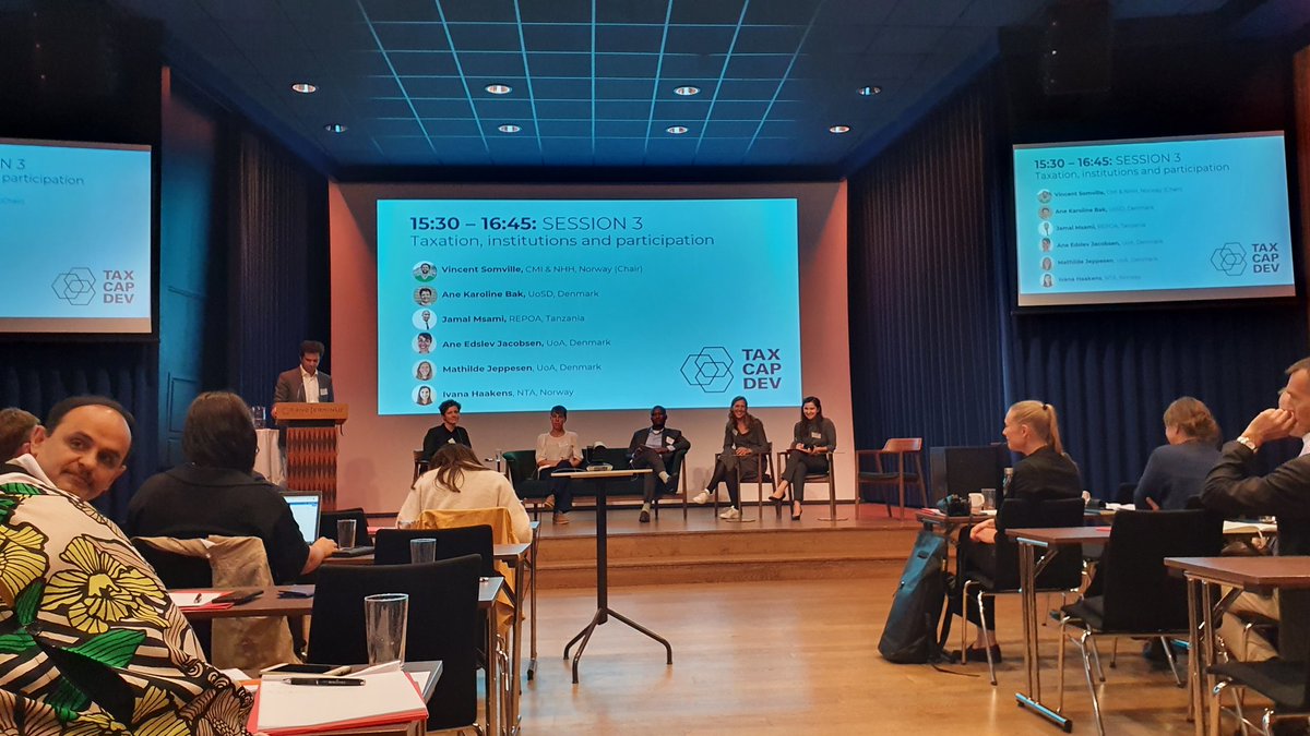 So proud of colleagues <a href="/JamalMsami/">Jamal Msami</a> <a href="/AneKarolineBak/">Ane Karoline Kragelund Langkilde</a> <a href="/MatildJeppesen/">Matilde Jeppesen</a> <a href="/AneEdslev/">Ane Edslev</a> . Great presentations at the <a href="/TaxCapDev/">TaxCapDev</a> conference 👏