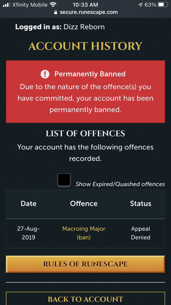 gamewinnergear's tweet photo. @JagexSupport 

It’s been three years, how can I appeal this? I thought after three years jagex gave accounts back unless deemed a harmful offense. 
Thanks for your time! https://t.co/xyf9y6wOPQ