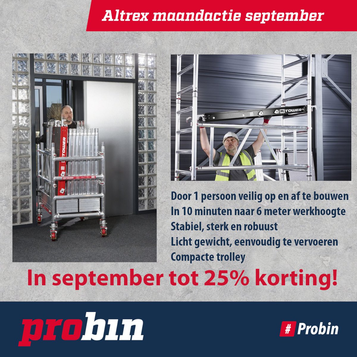GBITelder's tweet photo. Altrex maandactie: Tot 25% korting op de Mi-Tower steiger. Bekijk de leaflet voor meer informatie: https://t.co/qA1U1ct1a2 #altrex #actie #steiger #mi-tower #probin #probintelder https://t.co/VzGq6MMd9S