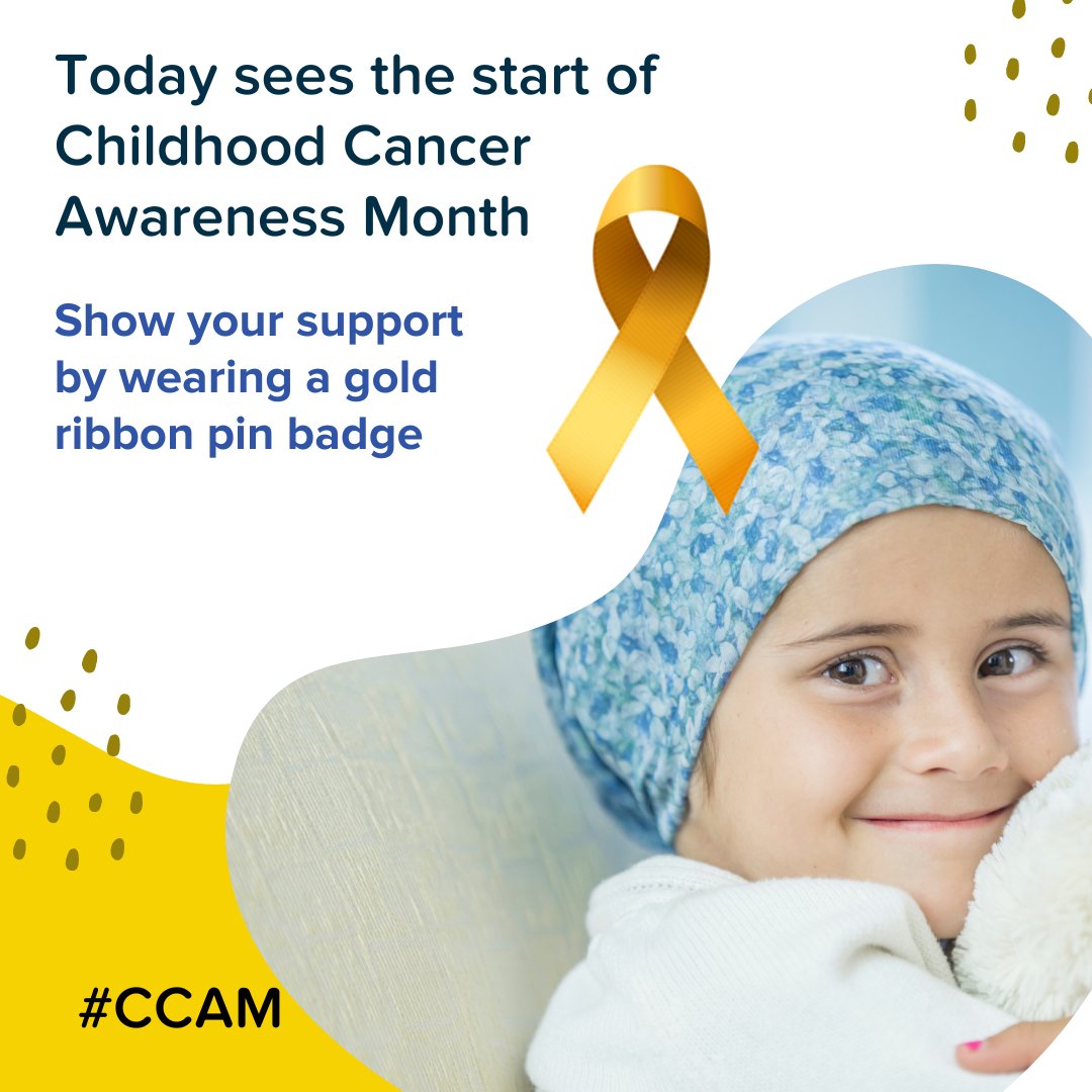 NeuroblastomaUK's tweet photo. Childhood Cancer Awareness Month starts today. Show your support by wearing a gold ribbon pin badge available from our shop https://t.co/X02Pq9R0Et https://t.co/mzNyw3Qgau