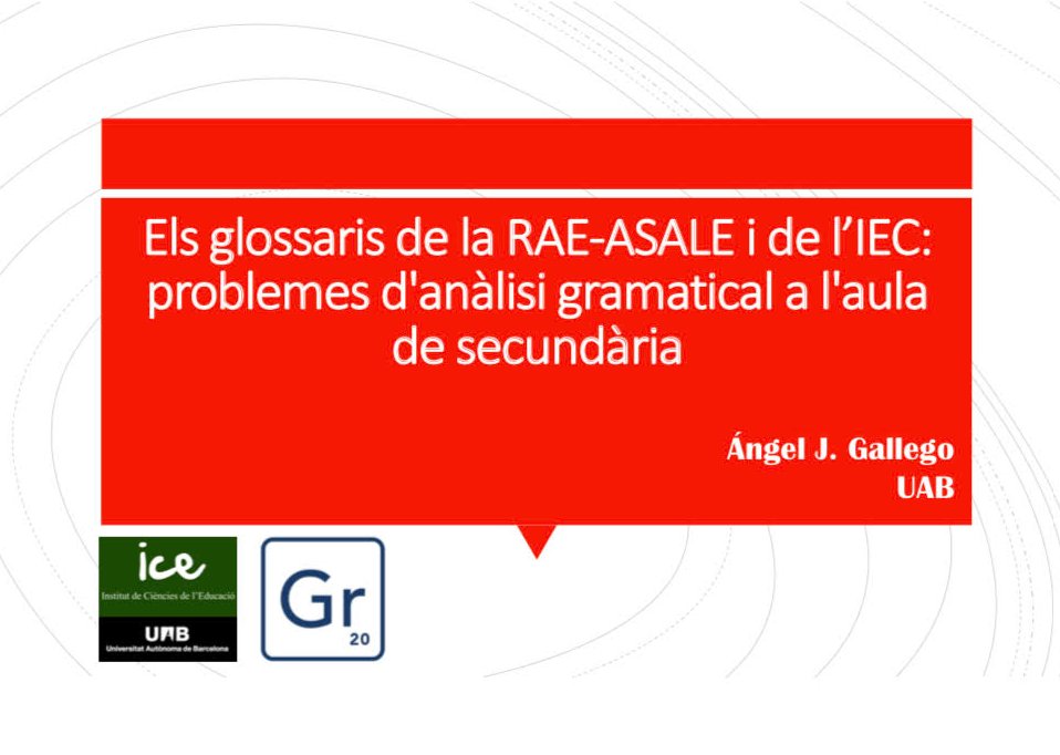 👨‍💻 Este enlace (cf. infra) lleva al PPT que utilicé en un curso del ICE-UAB organizado en julio.

ℹ️ En él, discuto situaciones de doble análisis en el aula de Secundaria-Bachillerato. Me centro en el caso de "porque" en los glosarios de la RAE y el IEC.

drive.google.com/file/d/1skRu-q…