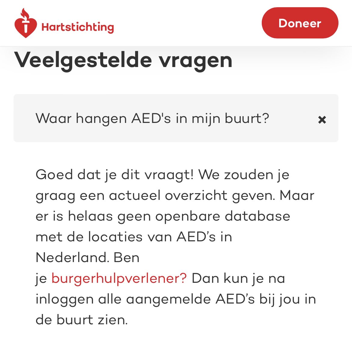 Mies030's tweet photo. @Hartstichting, het is dus anno 2022 niet mogelijk om op elk moment van de dag na te gaan waar bij mij in de buurt, no matter waar in mij in NL bevind, een #AED hangt? #hoedan #dtv https://t.co/s1TPNrOU73