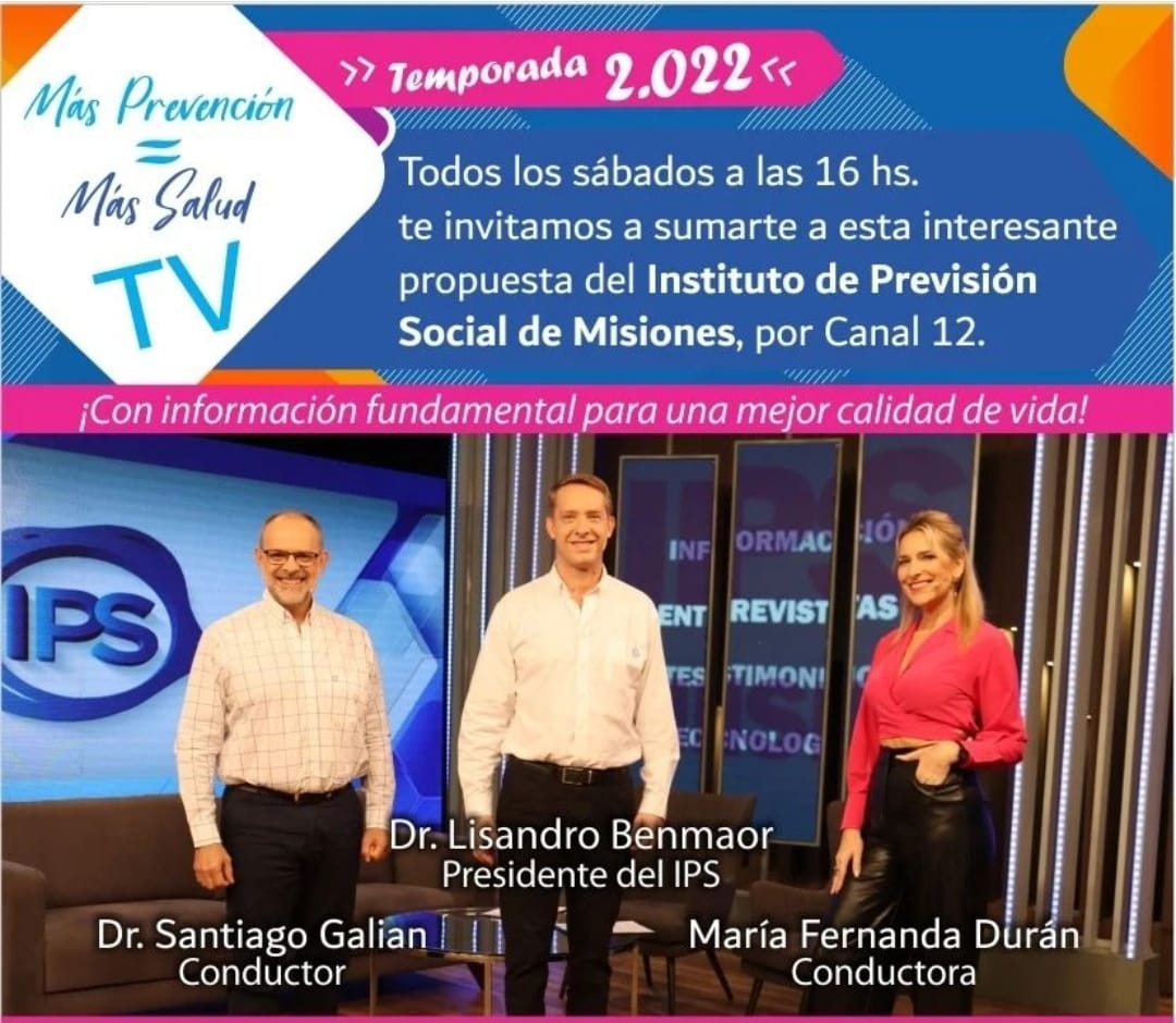 tv12misiones's tweet photo. Continuamos la programación de este sábado en  tv12misiones
 con #MasPrevencion = #MasSalud, el programa del @MisionesIps, con la conducción de @maryferlocutora y #SantiagoGalian https://t.co/Ite9WbYAf8