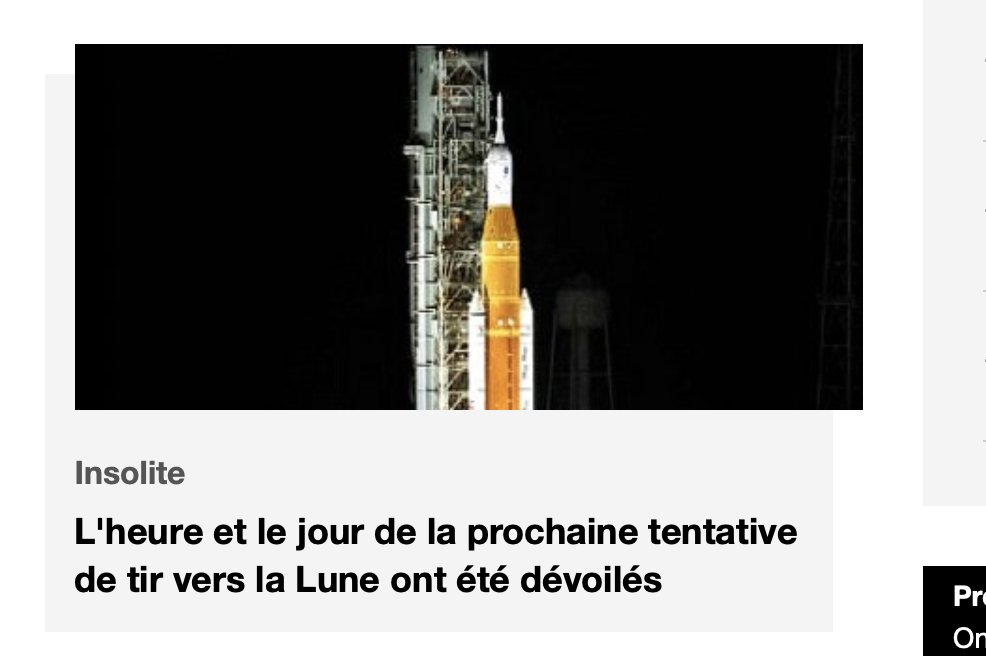 next_mars's tweet photo. Sur https://t.co/vKkItbpCJa, l'information relative à la date de la prochaine tentative de lancement de #Artemis1 c'est dans la rubrique "insolite"
#nimportequoi https://t.co/5sdFx8ge88