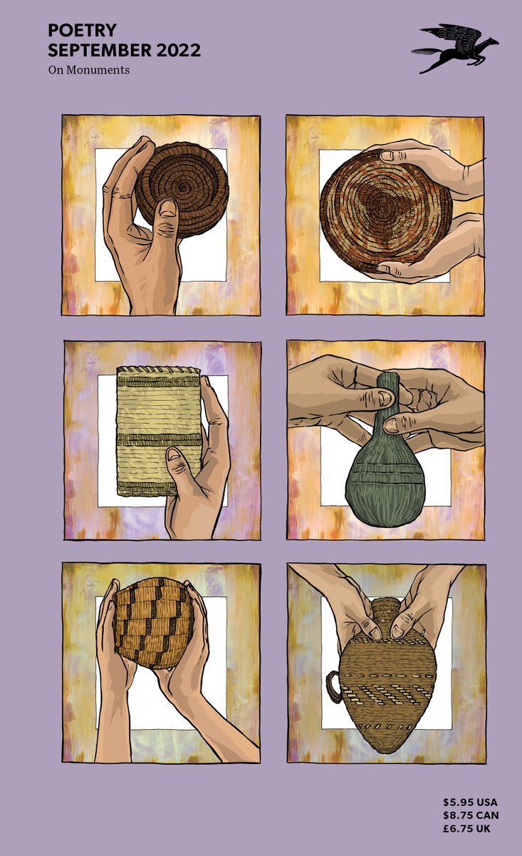 poetrymagazine's tweet photo. POETRY's September issue is now live! Guest edited by Esther Belin (@arroyoarte), this issue focuses on monuments. Cover art by Weshoyot Alvitre @weshoyot. https://t.co/SFyUOnVVSc https://t.co/c6fFSYQv7f