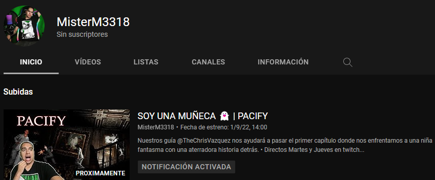 MisterM3318's tweet photo. Empezamos septiembre con vídeo en mi canal de yt, vayan a suscribirse y activar la campanita para ver lo en estreno a las 2:00 PM y no perderse de los futuros vídeos que suba! 😃
https://t.co/5oOQfIjsa0

#Streamer #mexicano #pacify #terror #misterm3318 #misterm #twitch #gamer #yt https://t.co/fLJ1rGx8mc