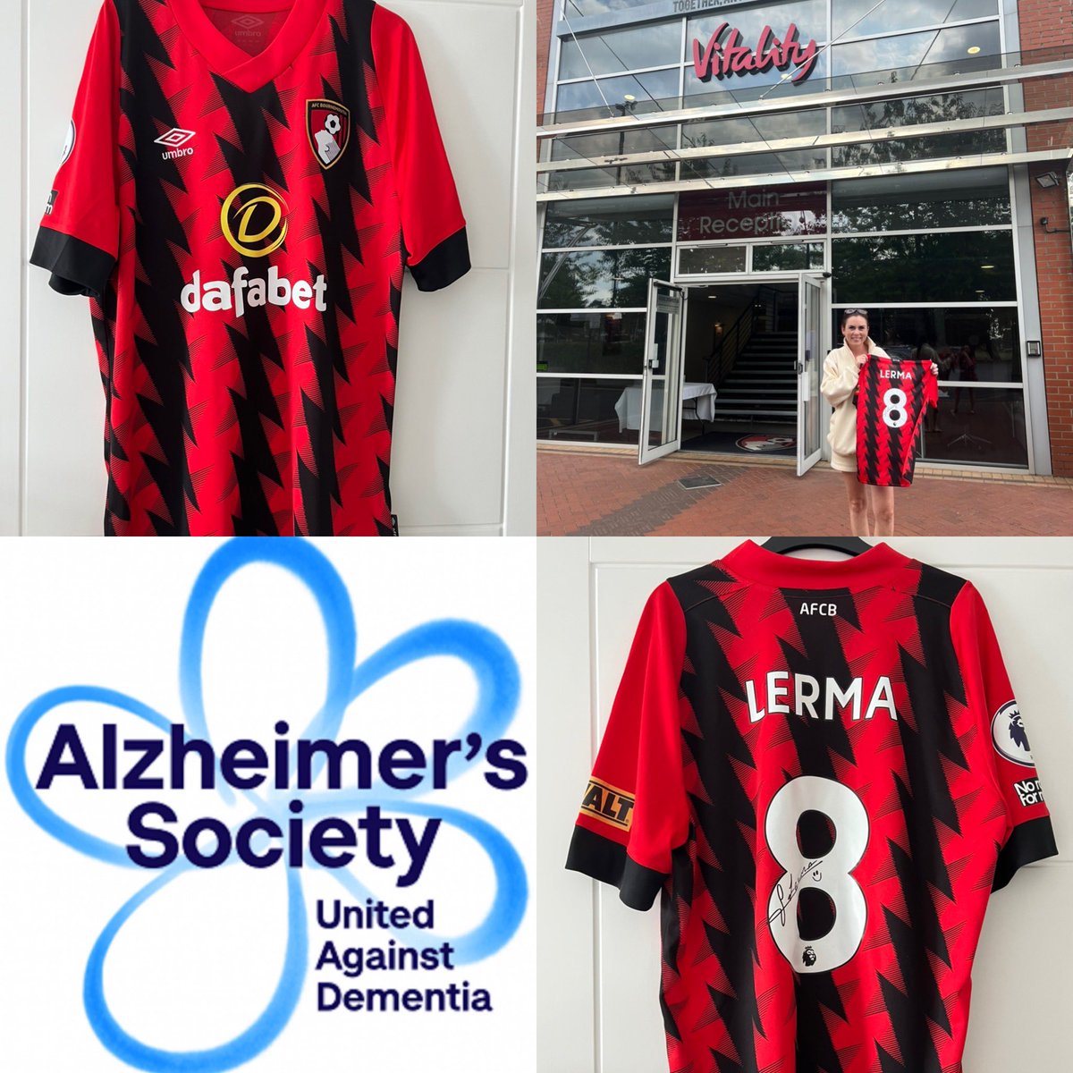 mich2602's tweet photo. September is World Alzheimer's Month &amp; for @alzheimerssoc I have a SIGNED @jeffersonlerma Shirt to raffle
Entries £5 each or 3 for £10. 
Please donate via the link &amp; DM me
Winner drawn on 25/09/22 Thankyou in advance❤️ #afcb
Thanks again @SteveFletcher33 
https://t.co/8xWlmKpHZ9 https://t.co/kUwNZpallb
