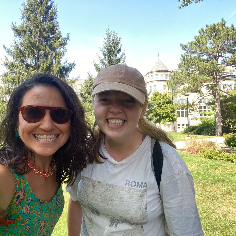 kstatespanish's tweet photo. It was great to reconnect with Spanish students at our Modern Languages mixer last Friday -- Prof. Bender was happy to take more selfies, this time with the historic buildings of K-State instead of Spain... 🤷♀️🏰 #SelfiesWithProfessors #EisenhowerElHermoso https://t.co/gFpMY2SjKL