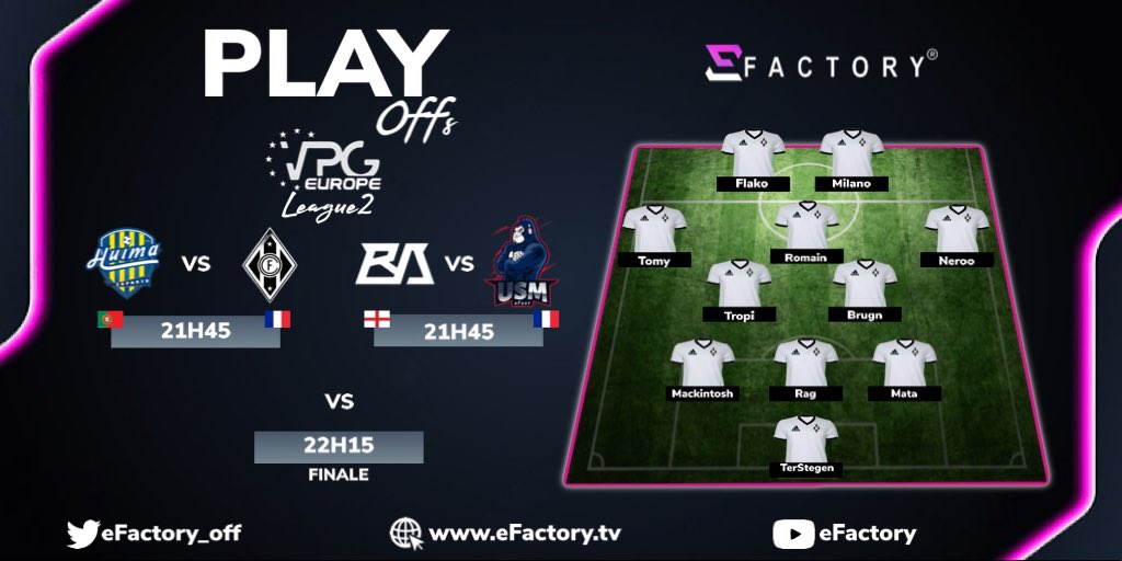 eFactory_off's tweet photo. 𝘿𝙚𝙧𝙣𝙞𝙚́𝙧𝙚 𝙨𝙤𝙞𝙧𝙚́𝙚 𝙚𝙣 𝙣𝙤𝙞𝙧 𝙚𝙩 𝙗𝙡𝙖𝙣𝙘 
🖤𝘾𝙄𝙏𝙔 𝙁𝘾🤍

🄿🄻🄰🅈 🄾🄵🄵🅂 
𝙻𝙴𝙰𝙶𝚄𝙴 𝟷
@OfficialVPG 

🏆|@VPGEurope🇪🇺

#HUIMA🇵🇹
🆚 
#CityFC🇫🇷 
⏰|21:15

@FcBangAverage🏴󠁧󠁢󠁥󠁮󠁧󠁿
🆚
@USMeSport🇫🇷 
⏰|21:15

🏆|@VPGEurope🇪🇺
🆚|𝙁𝙄𝙉𝘼𝙇𝙀 
⏰|22:15

[1/2] https://t.co/qzDWZ46UiD
