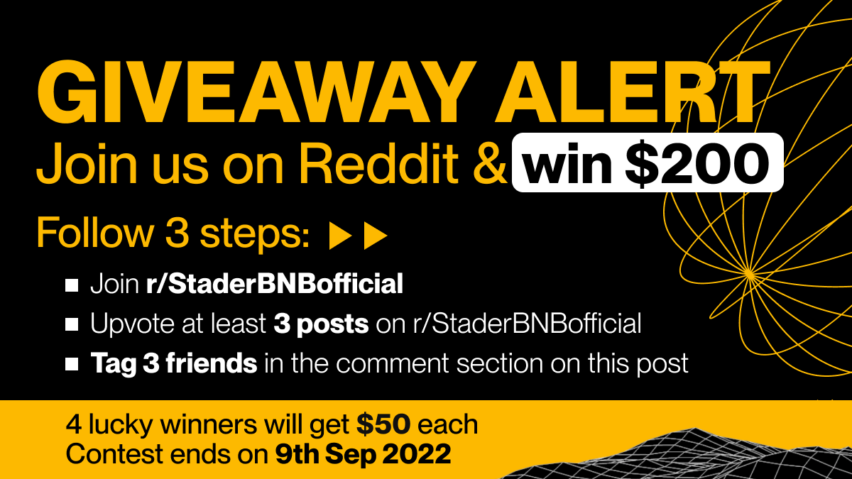 stader_bnb's tweet photo. #Giveaway Alert📢

Join our Reddit Community &amp; win $200 😯

Follow 3 simple steps:
✅Join us on Reddit: https://t.co/rUhtqgglvL
⬆️Upvote at least 3 posts on r/StaderBNBofficial
👬Tag 3 friends in the comments

4 lucky winners will get $50 each🤑

The contest ends on Sep 9,2022!🕒 https://t.co/4tkMEHFWMC