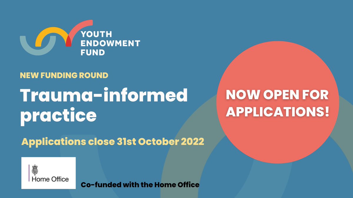 YouthEndowFund's tweet photo. Today we've opened our £4m trauma-informed practice funding round. We want to learn more about how this approach can prevent young people from becoming involved in violence.  

To download the application guidance and to apply, visit: https://t.co/Uy9TSu7bhw https://t.co/g9ZdGMsP3z