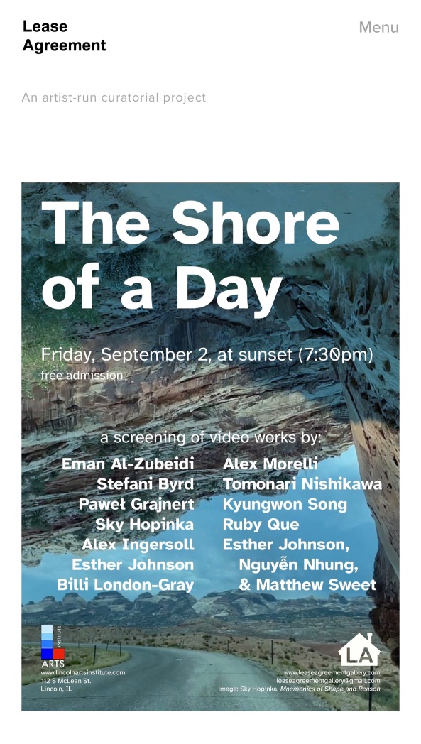 LibRadioProject's tweet image. We’re delighted that #liberationradio @LibRadioProject will 📽 screen at this event in Illinois tomorrow👇

“The Shore of a Day”

Friday, September 2, at sunset (7:30pm)
free admission

Lincoln Arts Institute
112 S. McLean
Lincoln, IL

curated by Lease Agreement