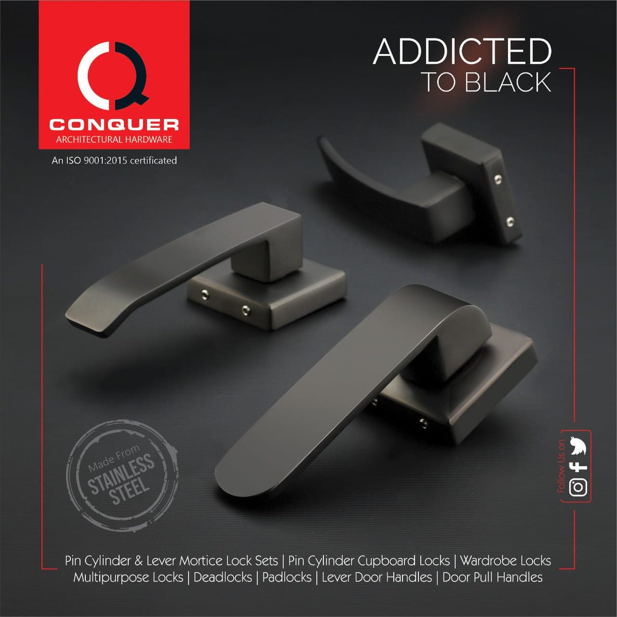 HardwareSamachr's tweet photo. Conquer presents Mortise Handles range for those who addicted by Black Color!
@ConquerLocks #ConquerLocks #MortiseHandles #DoorHandles #architecturalhardware #buildinghardware #Doorlock #HardwareIndustries #hardware #Doorset #padlocks #locks #morticehandle #rosehandle #blacklover https://t.co/NowF5z9AYL