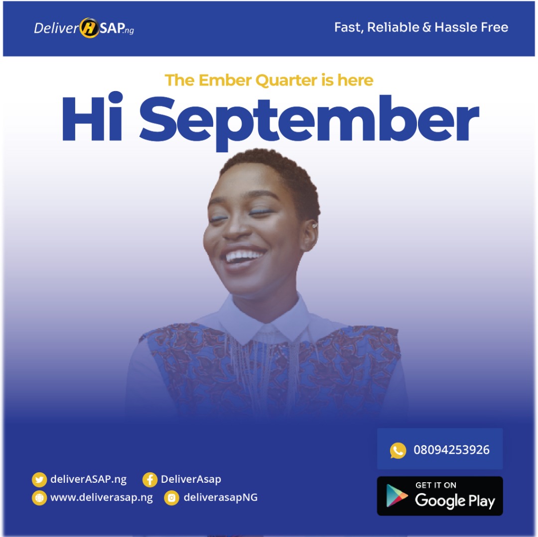 deliverasapng's tweet photo. The first of the Embers is here.

The 30 days would be memorable to remember for you and everyone of us.

Happy New Month, from all of us at DeliverAsap.

-
-
-
-
-
-
#happynewmonth #deliverasap #deliverasapng #embermonths #september2022 https://t.co/mWjC62Y4Mk