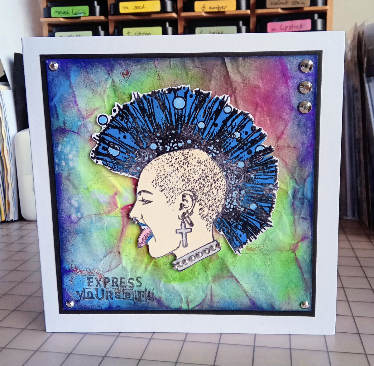 by_maxine's tweet photo. My beautiful punk lady is back!
'Refuse Normal' stamp set from Visible Image.
#HandcraftedByMaxineB
#SupportSmallBusiness #handmadecardsforsale #Punk #PunkLady #VisibleImage #VisibleImageStamps https://t.co/4zPsYgjENJ