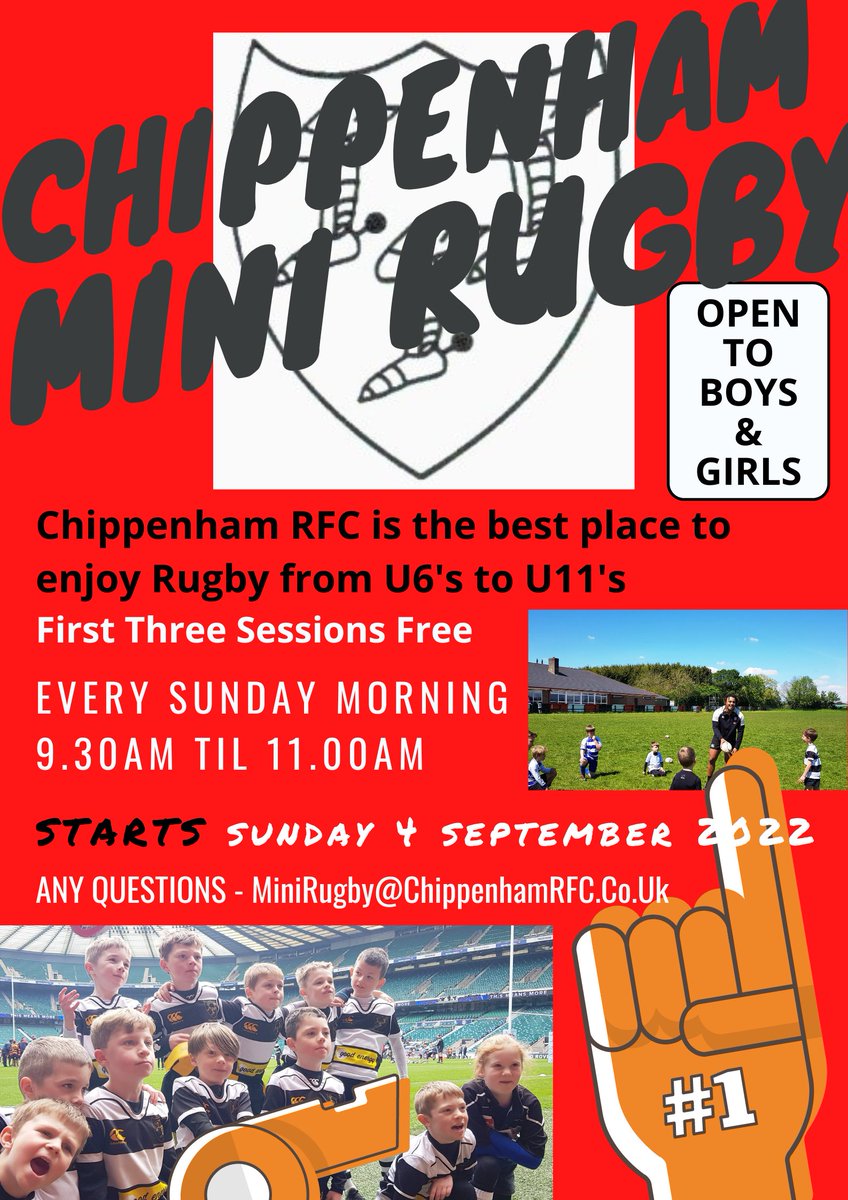 ChippenhamRFC's tweet photo. Getting excited??
Only THREE more Sleeps until the start of the Mini Rugby Season at @ChippenhamRFC
Look forward to seeing you all on Sunday
#MiniChips #Chippenham #RugbyFamily https://t.co/LFoyPOZjHD