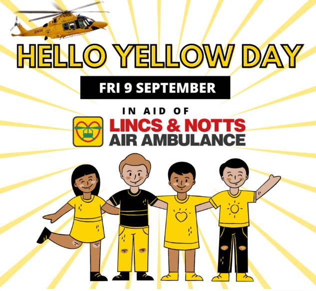 QuadringPrimary's tweet photo. On Friday 9th September we will be supporting our Lincs and Notts Air Ambulance Services by taking part in their first Hello Yellow Day. So dress in yellow to raise awareness and help us to raise money for this amazing, life-saving service. #QuadringPrimaryAlwaysCaring @LNAACT https://t.co/4BkjgaN8RO