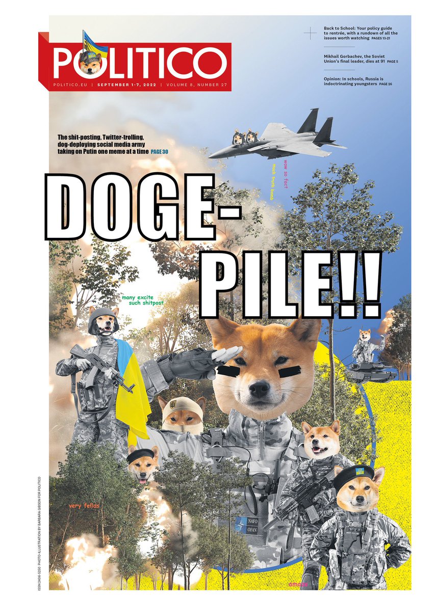 Haven't worked on memes before but if there is one to be done it must have been crafted for a cover. It is trending on Twitted #NAFOfellas, #NAFOexpansion I couldn't have been more proud.Many thanks to the Editors who trusted me on this expansion of the army of Shibas.