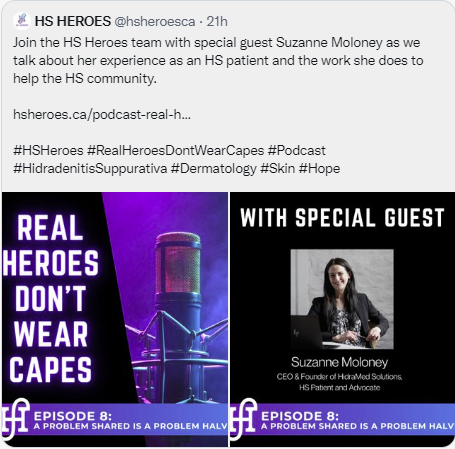 TGHSAC's tweet photo. Did you know that @hsheroesca has a HS Podcast? See their website for a link to listen.

#HidradenitisSuppurativa #HS #skin
#DermTwitter #MedTwitter #HS #HSsurgery #HSawareness #podcast #DermWomen https://t.co/H1qgZFCAW4