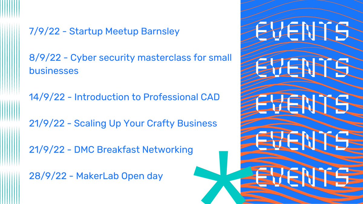 Barnsley_DMC's tweet photo. SEPTEMBER EVENTS!

We're running some fantastic events this month for SMEs across South Yorkshire at the DMC.

There's a great range of open days, workshops, and networking events to choose from

Why not take a look at what's coming up here:https://t.co/scdMp1YEae
#LoveDMC https://t.co/6tn59hSgcb