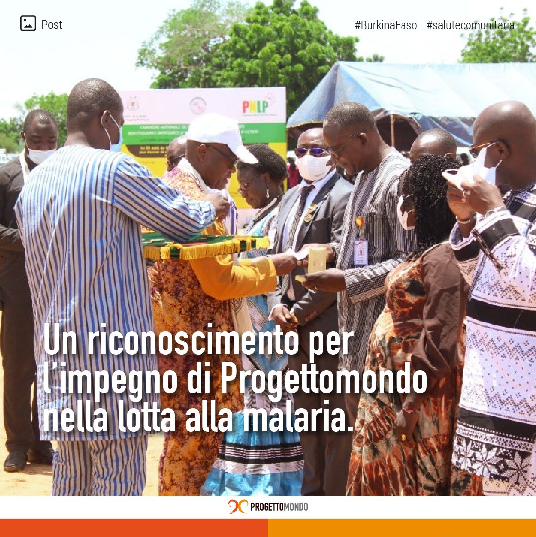Il 30 agosto nell'ambito della cerimonia ufficiale della campagna di distribuzione universale di zanzariere in #BurkinaFaso, Progettomondo ha ricevuto un riconoscimento ufficiale da parte delle autorità nazionali 
per l'impegno dimostrato nella lotta alla #malaria.