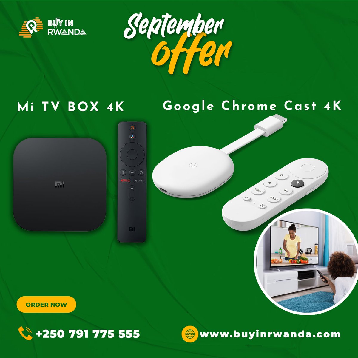 buyinrwanda's tweet photo. #Rwot Watch your Favorite TV and entertainment shows with Media Streaming Devices at https://t.co/N9AVuFIWLu up to 5% Off! 😍😍😍
Call for Delivery +250 791 775 555
#GoogleChromeCast4K #MediaStreamer #RwandaOnlineStore #rwanda #summeroffer #mitvbox https://t.co/p2lf8etB7X