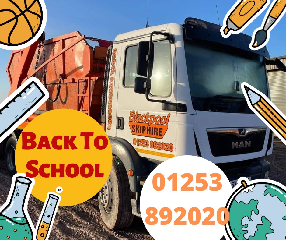 Back to School Week 👨‍🏫
With some Schools starting back this week it's a good time to get cleared out and organised without the little ones under the feet &amp; Blackpool Skip hire is here to help! Bring your scrap for cash to our recycling facility or hire a skip.
01253 892020