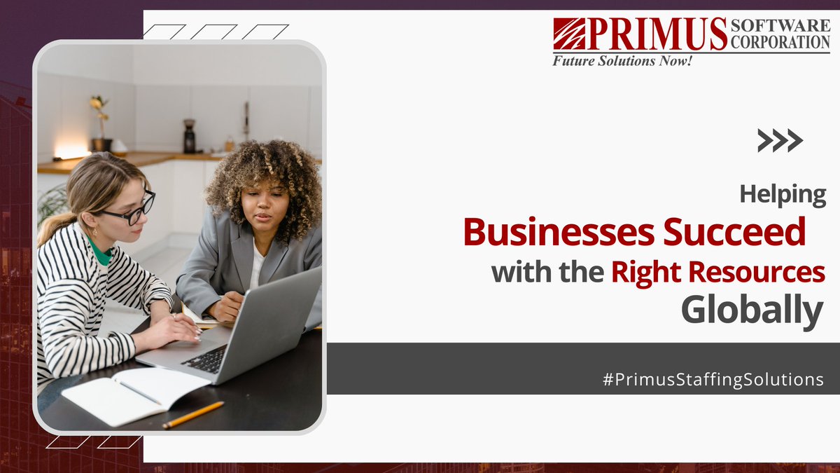 PrimusSoftCorp's tweet photo. At #PrimusSoftwareCorporation, we work to deliver a great experience and quality work at a high value. Get in touch with our #staffingexperts today to build a perfect team.
#staffing #staffingsolutions #staff #augmentation #itstaffing #techstaffing #futuresolutionsnow #primus https://t.co/SWs7wVw4gO