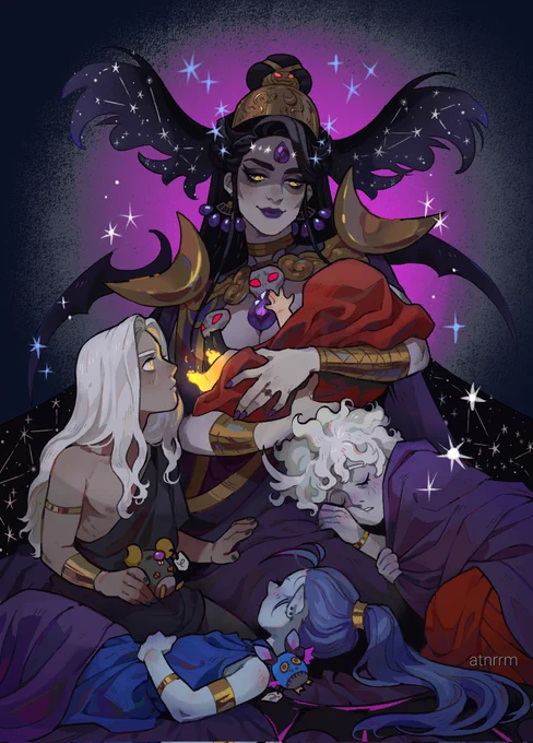 Illustrations I did last year for a local Hades  Mother Night and Mother Spring#HadesGame #Hadesfanart #hadesgamefanart 