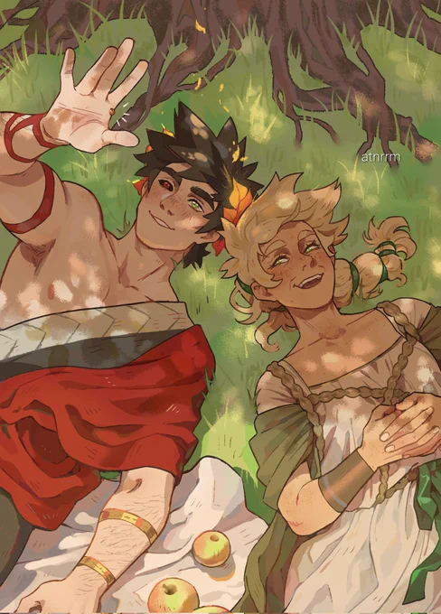 Illustrations I did last year for a local Hades  Mother Night and Mother Spring#HadesGame #Hadesfanart #hadesgamefanart 