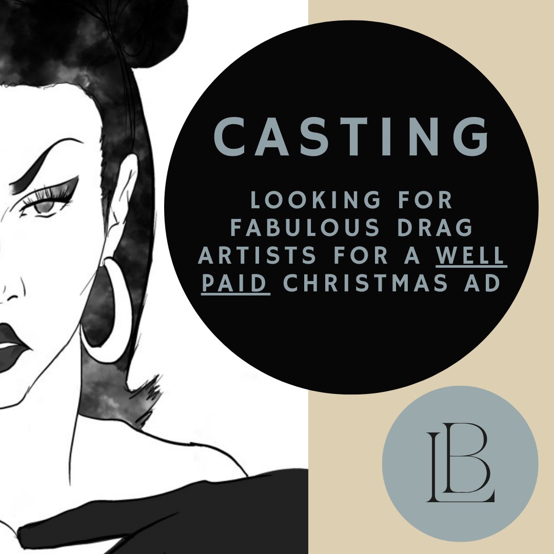 LBCastingTweets's tweet photo. CASTING CALL! 📣 Sorry to mention Christmas already but... We are looking for F A B U L O U S drag artists for a festive PAID commercial! Camp-theatrical-fluid-androgynous-Kit-Kat-Club-esque drag performers ✨Tag, comment, share, spread the word &amp; get in touch if this is you!📣 https://t.co/tZvkqJHwhf