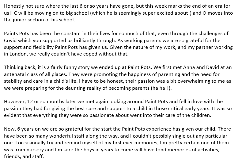 Mr_PaintPots's tweet photo. What a lovely email for the manager to receive and how humbling that things we did and said over 6 years ago are still recalled - https://t.co/8BqFjFpJCy