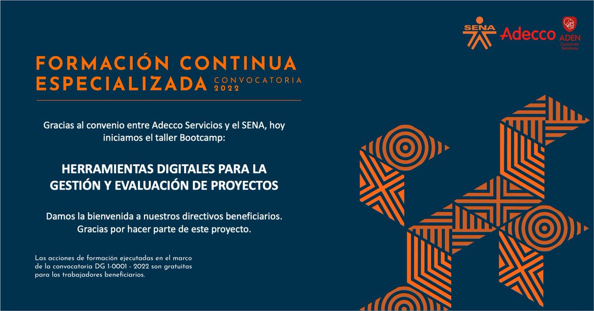 📣 Hoy queremos dar la bienvenida a nuestros trabajadores al curso de formación continua “Herramientas digitales para la gestión y evaluación de proyectos” junto a <a href="/SENAComunica/">SENA</a>

#SENAConLasEmpresas