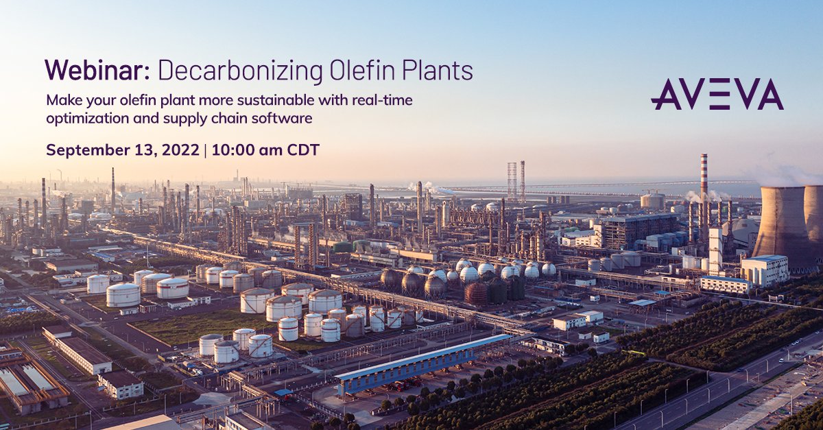 AVEVAGroup's tweet photo. Watch Peter Le - Value Chain Optimization consultant, AVEVA explain the need to decarbonize #olefin plants to achieve a more sustainable plant.
Register for the webinar at https://t.co/HjApQXr8qh #ValueChainOptimization #petrochemical #sustainability https://t.co/TESLvbMT4f
