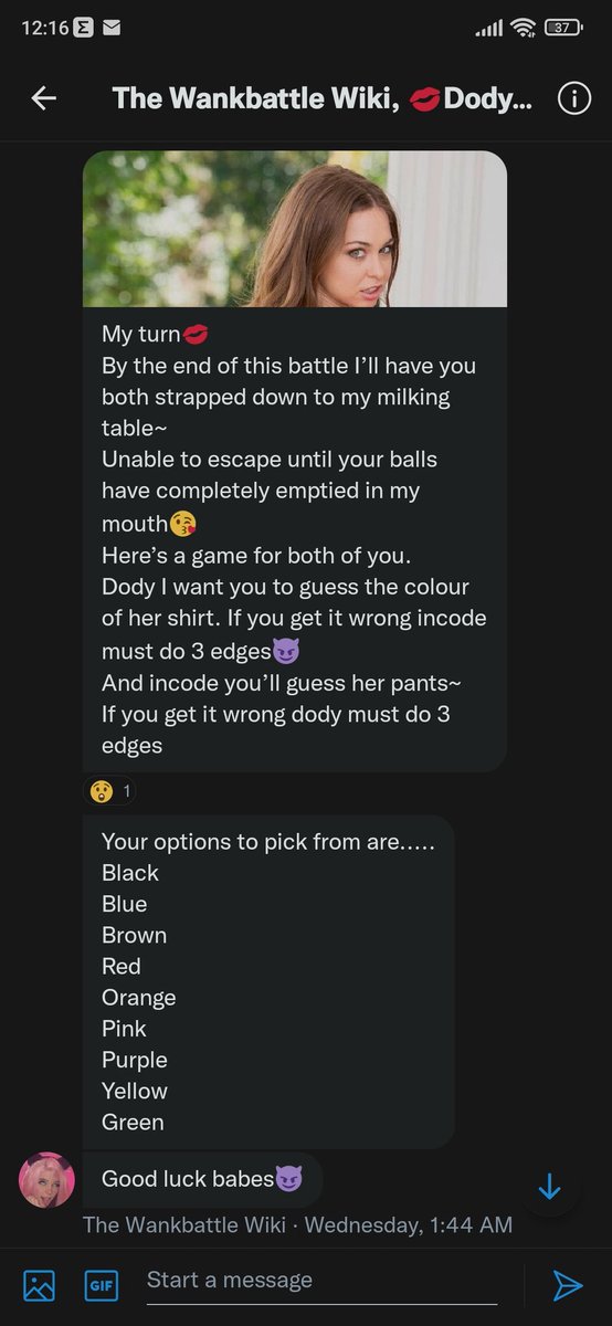 dodysmile90s's tweet photo. A while back.. Me and 
@incodecode lost a wankbattle against @WBwiki, it was our first loss as a dou.. @WBwiki used a strategy that was used for the first time in the history of battles.. He made us hit each other using bratty games.. I came first 🥵
#wankbattle https://t.co/Fv1uF3StnK