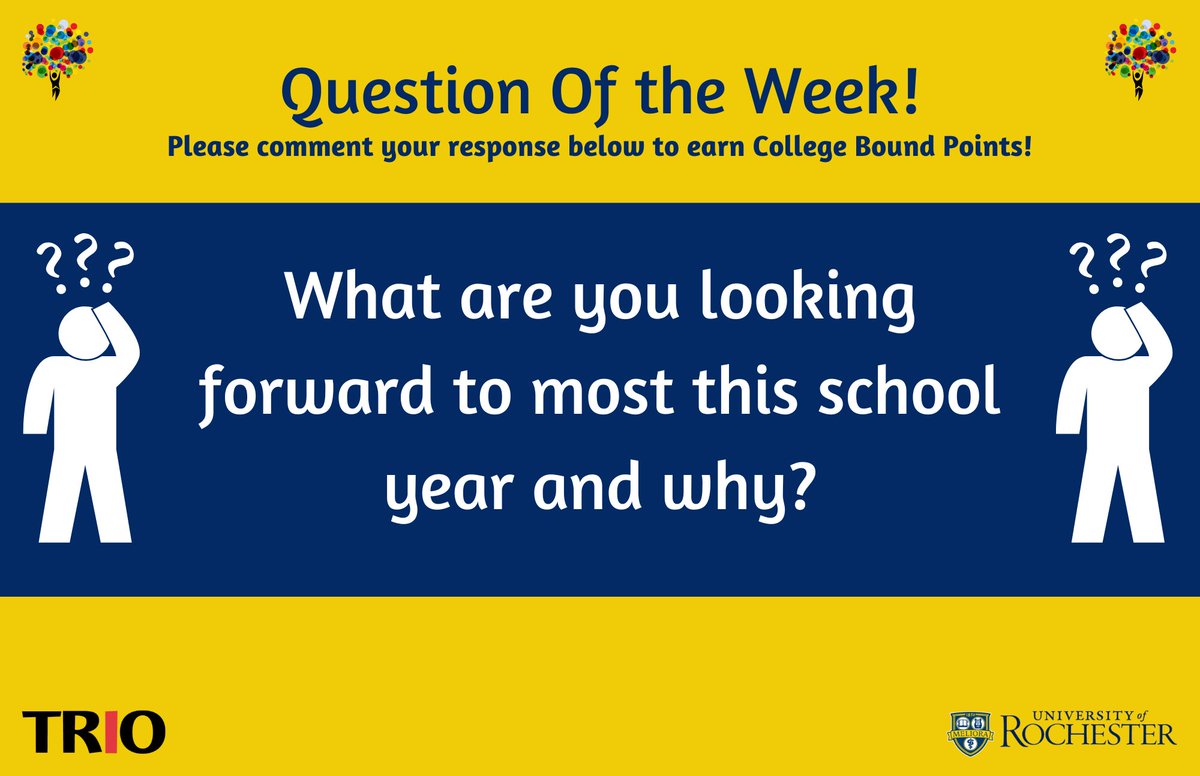 UR_CollegeBound's tweet photo. Good morning scholars!
Please answer the question in the comment section to earn College Bound Points to use them for trips and to spend on our Merch Store! https://t.co/9V5rxnBUfe