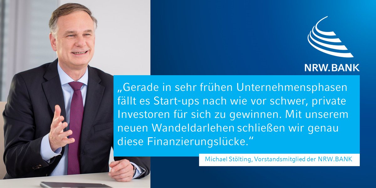 NRWBANK's tweet photo. Neues Wandeldarlehen #NRW #SeedCon für #Startups aufgelegt. Mit unserem neuen Wandeldarlehen erhalten Jungunternehmen zwischen 50.000 und 200.000 Euro. Alle Infos: https://t.co/kQhaB3tC0m  #Gründung #bewegtNRW #NRWBANK /ck https://t.co/nNVgNguDzS