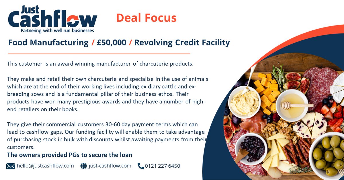 *Deal Focus*
As with most businesses offering credit terms they experience cashflow dips whilst waiting for payments, resulting in missed opportunities to purchase stock at discounted rates. 
With a Revolving Credit Facility they're able to take advantage of supplier offers.