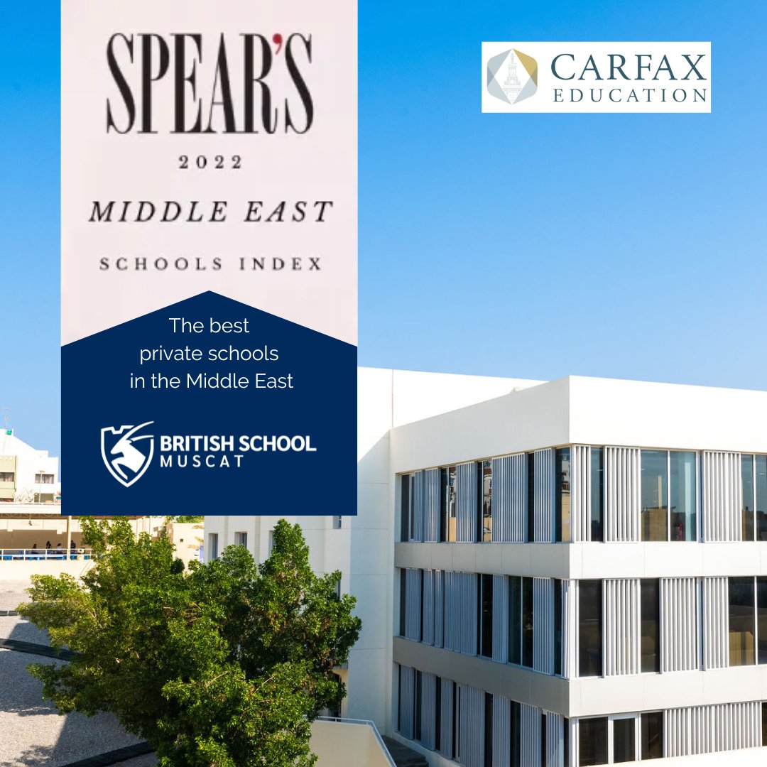 We are delighted to be recognised as one of the top schools in the WORLD and in the Middle East in the 2022 <a href="/SpearsMagazine/">Spear's Magazine</a>'s Schools Index.
The new edition of the Index, created in partnership with @Carfaxedu, lists the very best private schools in the world for 2022.