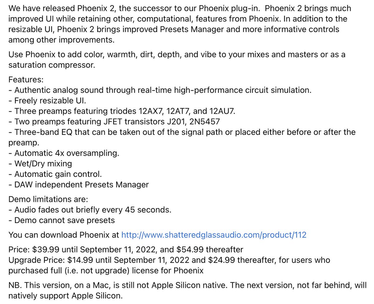 GlassShattering's tweet photo. We are happy to announce release of Phoenix 2, th successor to our plug-in Phoenix.
You can download Phoenix 2 at: https://t.co/L79lIDZPJQ https://t.co/oNsKsC04Qh
