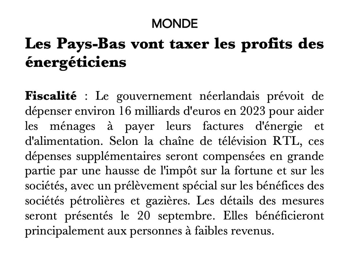 mbompard's tweet photo. Après l’Italie, l’Espagne, le Royaume-Uni, la Roumanie et même la Hongrie, les Pays-Bas vont taxer les #superprofits. Mais B. #Lemaire ne sais pas ce que c’est et E. #Borne ne ferme pas la porte mais ne l’ouvre pas non plus. On attend quoi ?

https://t.co/vzUyDahu5T https://t.co/shE88T5X70