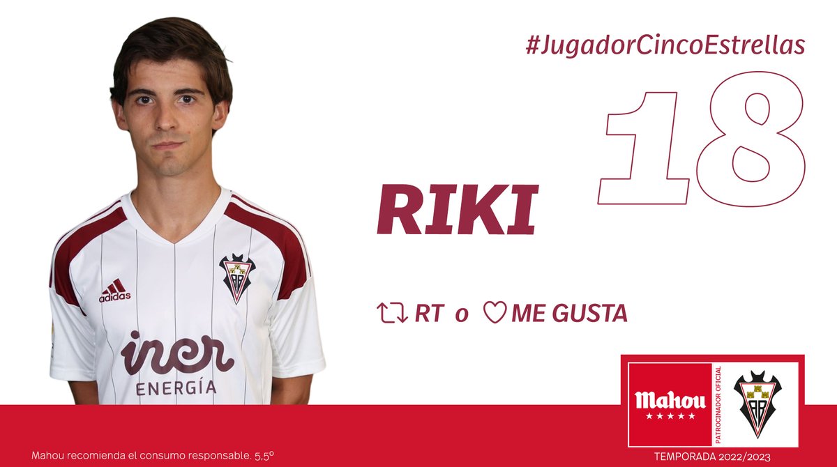 RT o MG si crees que Riki ha sido el #JugadorCincoEstrellas del <a href="/AlbaceteBPSAD/">Albacete Balompié 🤍</a> en agosto (5/6)