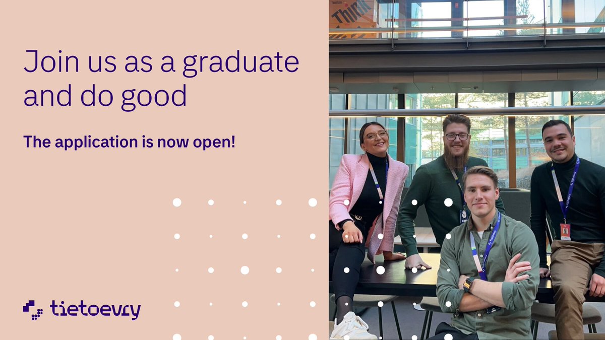 T3rj3's tweet image. About to graduate next year 🎓? Superb! Then you should kickstart your career together with us. Apply here: tietoevry.com/en/campaigns/2…

#tietoevrygraduates #graduates #purposefultechnology