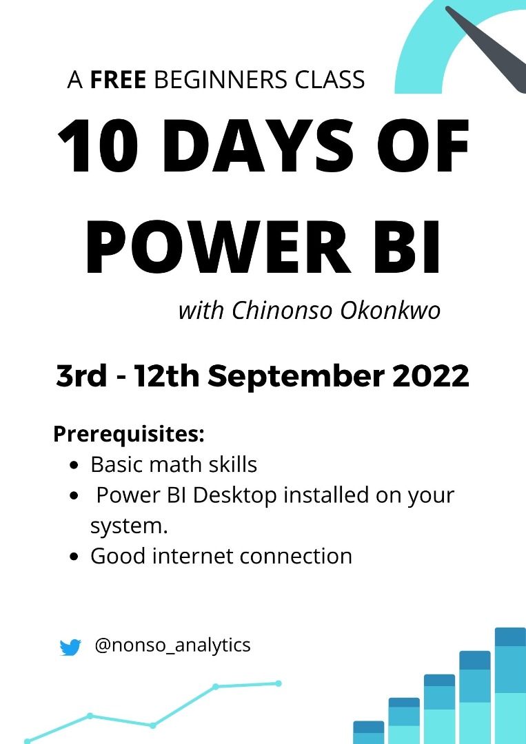 Nonso_Analytics's tweet photo. A FREE Power BI Beginner Class‼️

I’ve been learning Power BI on the Microsoft Learn Platform and reading a lot of articles; I’ve decided to share my knowledge.

With this, I plan to hold a 10-day FREE Power BI Beginner class. I’ll introduce you as a beginner to Power BI. https://t.co/0Vuj0p8gvr