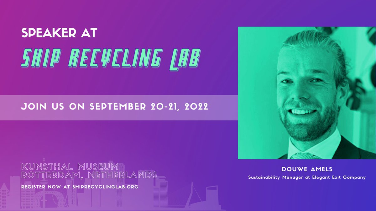 ShipRecLab's tweet photo. 👀 Check out our new speaker at the #SRLab! 👇
As a Sustainability Manager, @DouweAmels is making the sustainability ambitions of the founders of Elegant Exit Company come true: to make sustainable ship recycling the industry norm.
ℹ️Learn more here: https://t.co/LP2uemWEmr https://t.co/N41CPFpdVo